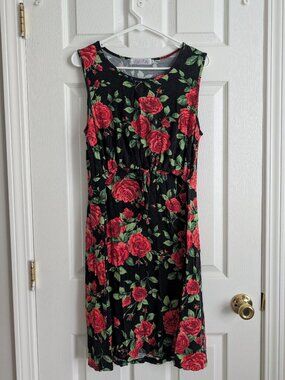 Latched Mama - Drawstring Tank Dress - Rose Pattern